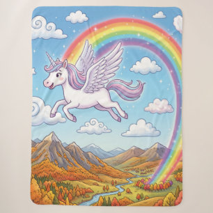 Karikatur fliegendes Einhorn mit Regenbogen Sherpadecke