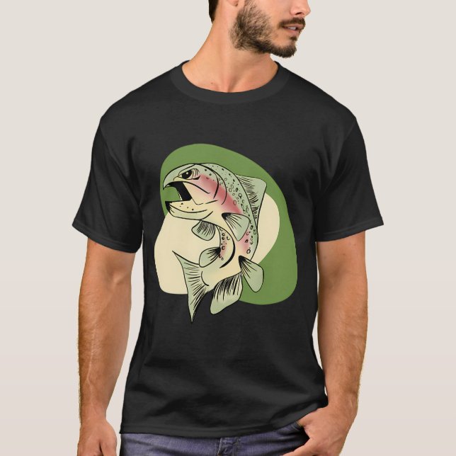 Karikatur Forelle fischen T-Shirt (Vorderseite)