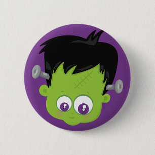 Karikatur Frankenstein Halloween Lila Spaß Button