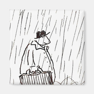 Karikatur Geschäftsmann Aktenkoffer-Typ im Regen Magnet