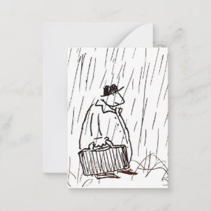 Karikatur Geschäftsmann Aktenkoffer-Typ im Regen Mitteilungskarte