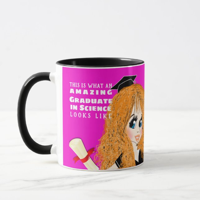 Karikatur Geschenk Red Long Haair Blue Eyes Tasse (Links)