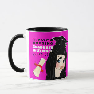 Karikatur Geschenk Weiblich Schwarzes Haar Blau Tasse