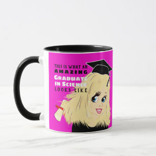 Karikatur Geschenk Weibliche Blonde Haare Blau Tasse