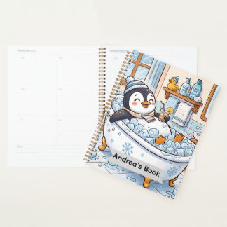 Karikatur Glücklicher Pinguin beim Baden | Persona Planer