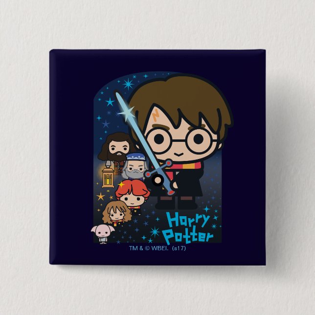 Karikatur Harry Potter Kammer des Schreckens Grafi Button (Vorderseite)