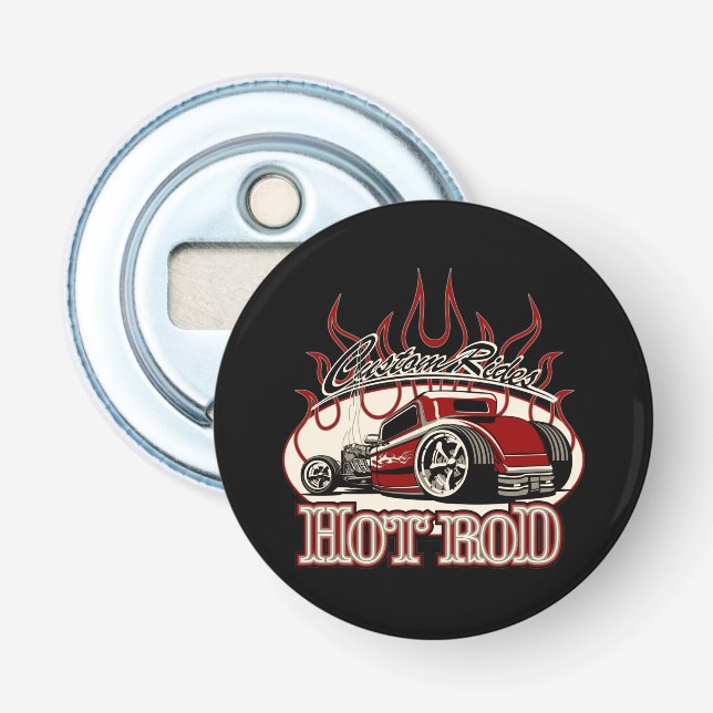 Karikatur-Hot-Rod Flaschenöffner (Vorderseite)