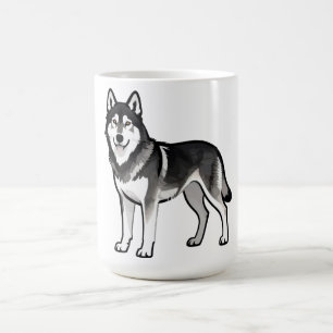 Karikatur-Husky-Hund-Geschenk Schwarz Weiß Sibiris Kaffeetasse
