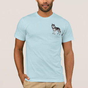 Karikatur-Husky-Hund-Geschenk Schwarz Weiß Sibiris T-Shirt