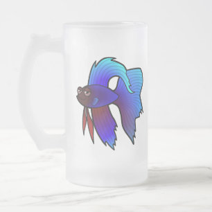 Karikatur Kampffisch / Siamese Kampffisch Mattglas Bierglas