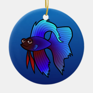 Karikatur Kampffisch / Siamesischer Kampffisch Keramik Ornament