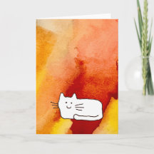 Karikatur-Katze-Gekritzel-Linienzeichnung Grußkart