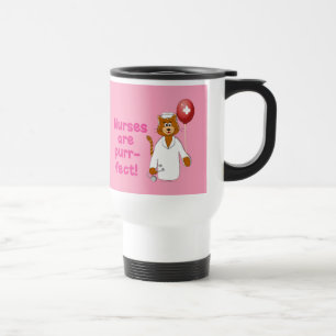 Karikatur-Katze-Nurse-Pink-Reisebecher aus Edelsta Reisebecher