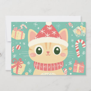 Karikatur Katze Süß Weihnachten Zuckerrohr Benutze