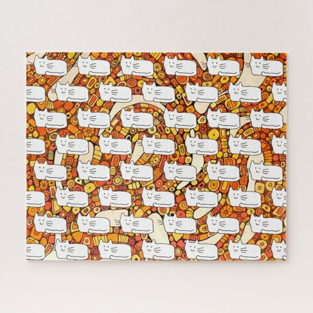 Karikatur Katzen Kritzel-Linienzeichnung Puzzle (Horizontal)