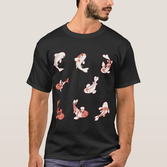 Karikatur-Koi-Fisch-Packung T-Shirt (Vorderseite)