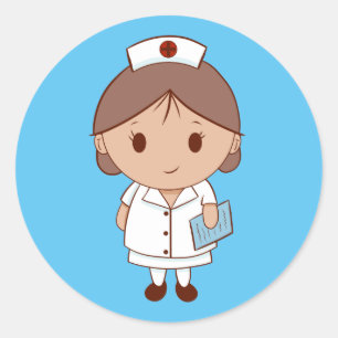 Karikatur-Krankenschwester Runder Aufkleber