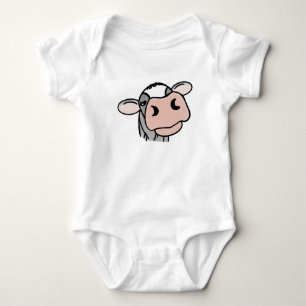 Karikatur-Kuh schwarz weiß rosa Kuss grau Farmtier Baby Strampler