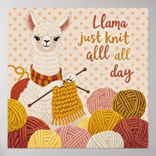Karikatur-Lama mit einer gestrickten Schärpe Poster