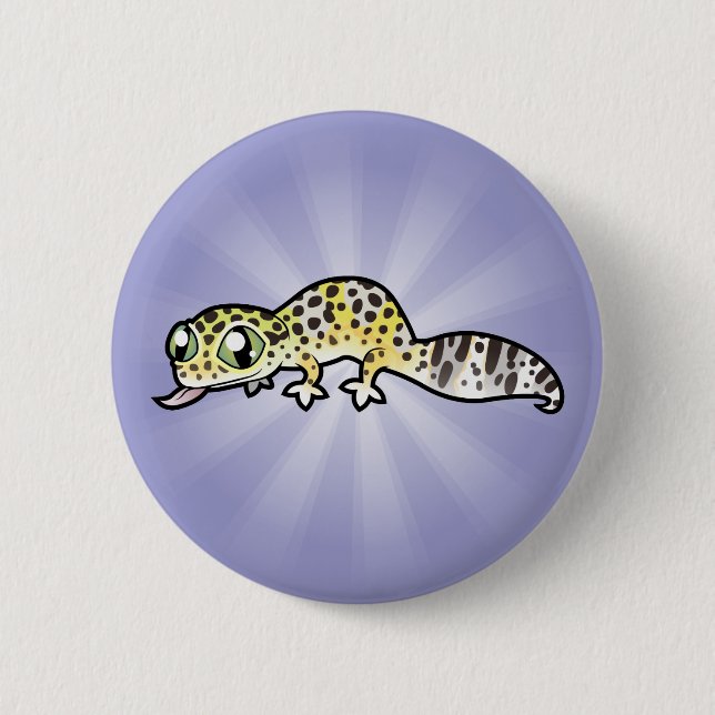 Karikatur Leopardgecko Button (Vorderseite)