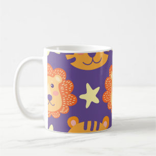 Karikatur-Löwen & -Tiger: Vintage Kaffeetasse