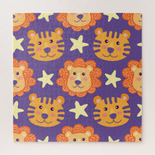 Karikatur-Löwen & -Tiger: Vintage Puzzle
