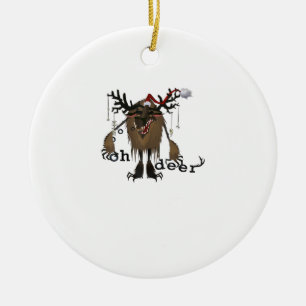 Karikatur Oh Hirsch Lustiges Rentier Feiertags-Gam Keramik Ornament