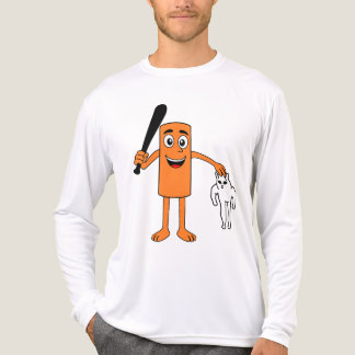Karikatur orange Charakter hält Schläger und selts Tri-Blend Shirt