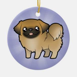 Karikatur Pekinese (Welpen-Schnitt) Keramikornament