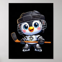 Karikatur Pinguin Hockeyspieler Eishockey