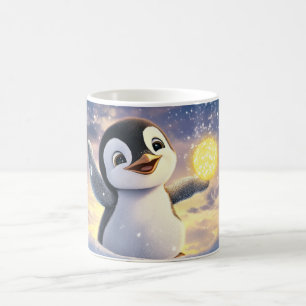 Karikatur-Pinguin in einer schneebedeckten Landsch Kaffeetasse