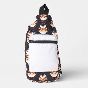 Karikatur-Pinguin mit der Nummer 99 Crossbody Bag