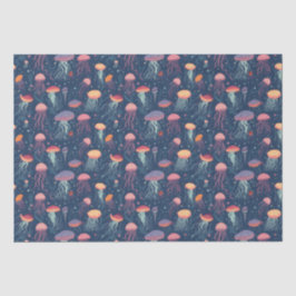 Karikatur-Quallen-Meer-Leben Wiederholungsmuster Seidenpapier