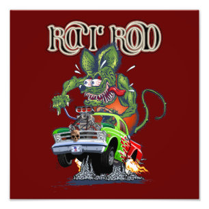 Karikatur Retro-Ratten-Rod Fotodruck