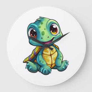 Karikatur-Schildkröten-Illustration Kopie Kopie Ko Große Wanduhr