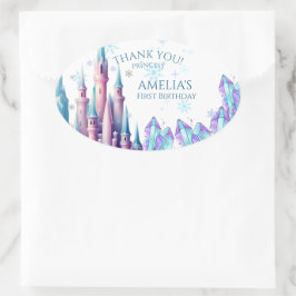 Karikatur-Schloss 1. Geburtstagspapier Ovaler Aufkleber