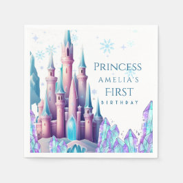 Karikatur-Schloss Frozen Kingdom 1. Geburtstag Pap Serviette