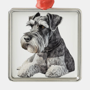 KARIKATUR SCHÖNER SCHNAUZER WELPE ORNAMENT AUS METALL
