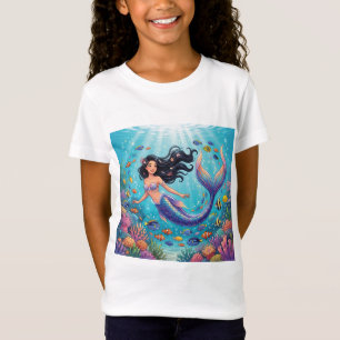 Karikatur Schönes Meerjungfrau unter dem Meer T-Shirt