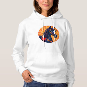 Karikatur Schwarzes Pferd mit lebendigem Hintergru Hoodie
