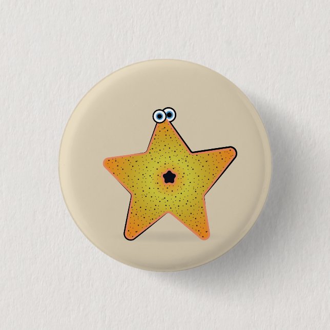 Karikatur-Seestern Button (Vorderseite)