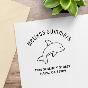 Karikatur springender Delfin Arch-Adresse Gummistempel