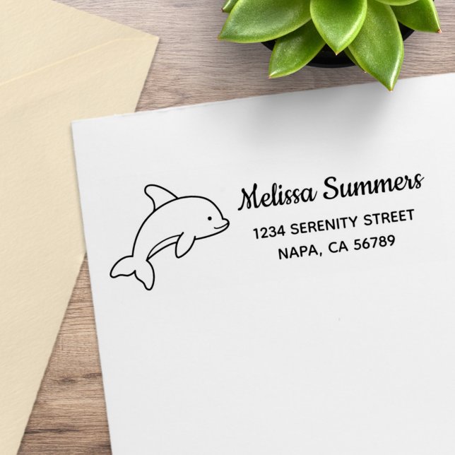 Karikatur springender Delfin Rücksendeadresse Gummistempel (Von Creator hochgeladen)