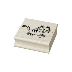 Karikatur-Tabby-Katze-Kunststempel Gummistempel