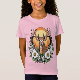 Karikatur-Tätowierkunst eines Hirsches mit Georgia T-Shirt