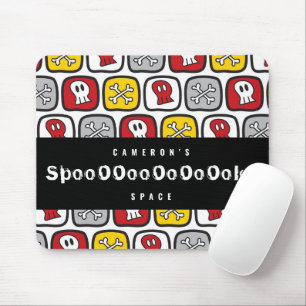 Karikatur-Totenkopf-Kreuzknochen Rot Gelb Kinder H Mousepad