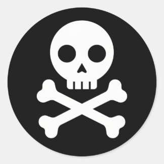 Karikatur-Totenkopf & Kreuzknochen Runder Aufkleber