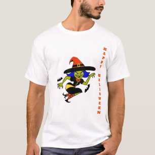 Karikatur Unheil Grün Hexe Halloween T-Shirt