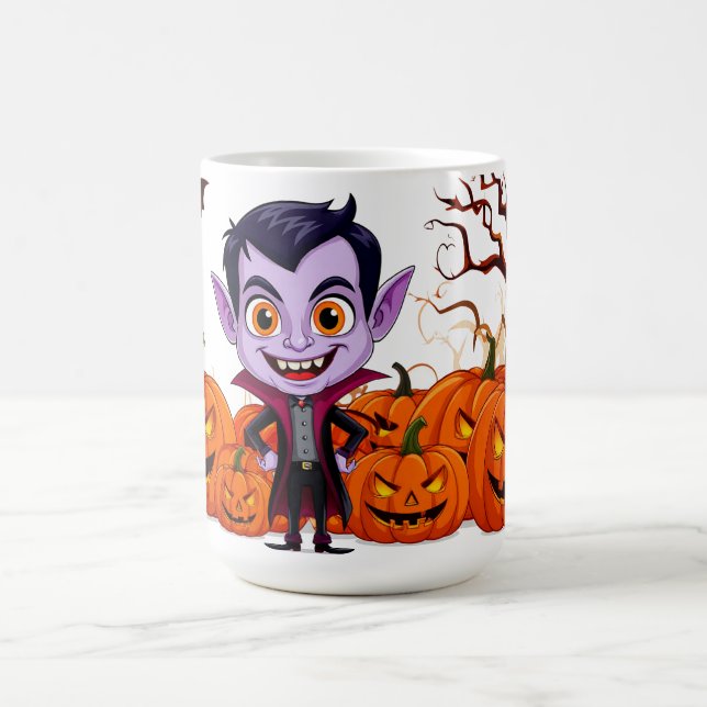 Karikatur-Vampir-Kind feiert Halloween 🎃 Kaffeetasse (Mittel)
