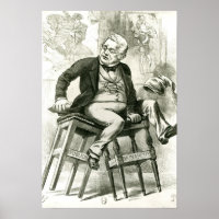 Karikatur von Adolphe Thiers zwischen zwei